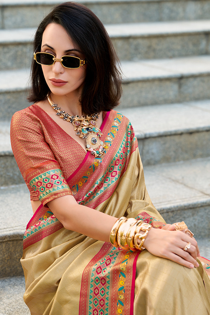 Paithani,Tissue Silk Saree (Chiku)
