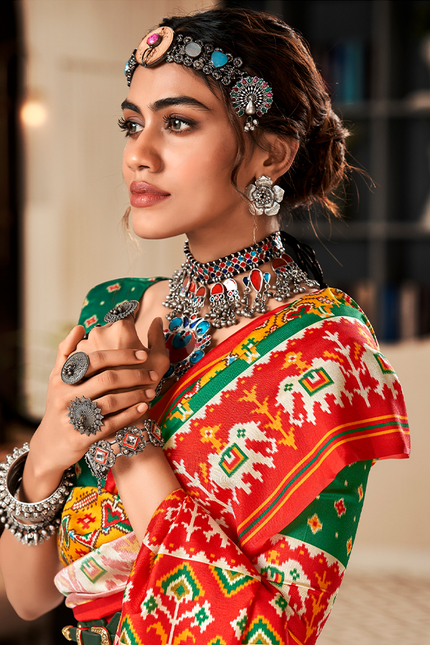 Bandhan Patola,Handloom Silk Saree (Yellow & Green)