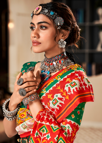 Bandhan Patola,Handloom Silk Saree (Yellow & Green)