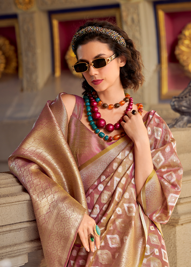 Rich Weaving,Tissue Silk Saree (Purple)