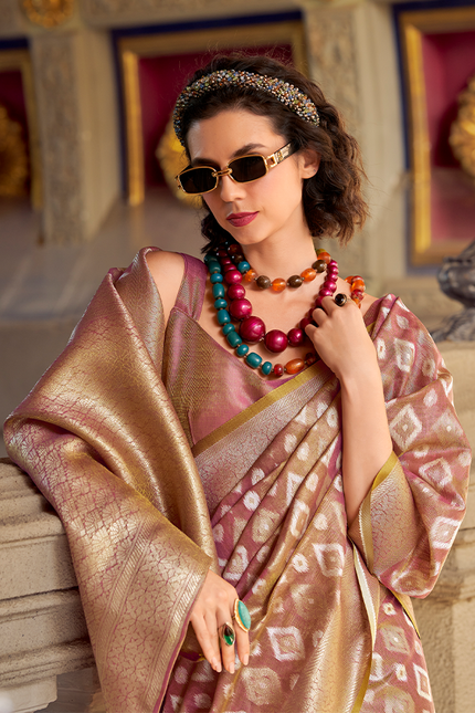 Rich Weaving,Tissue Silk Saree (Purple)