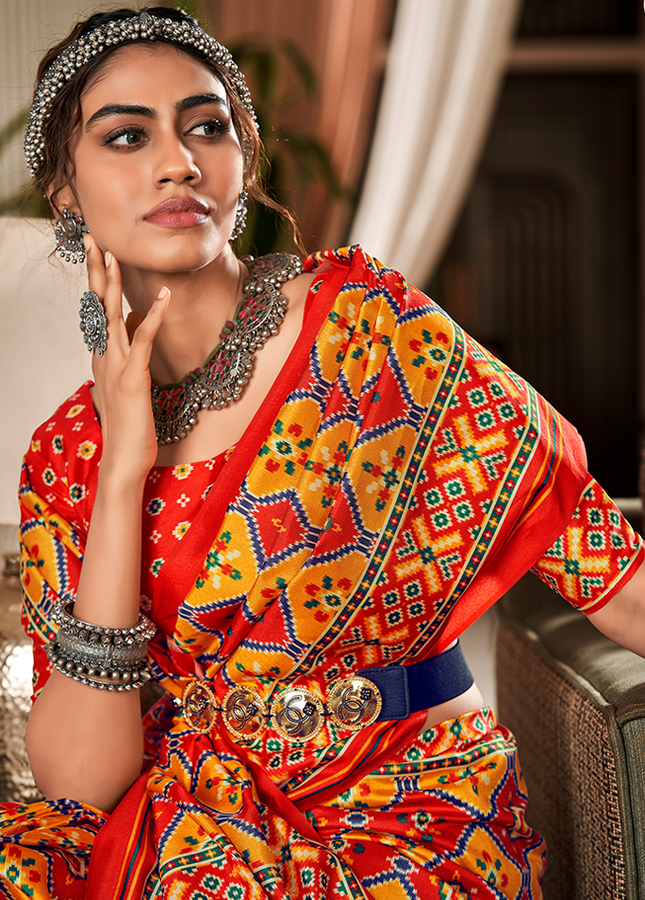 Bandhan Patola,Handloom Silk Saree (Yellow & Orange)