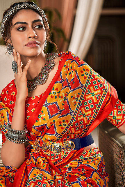 Bandhan Patola,Handloom Silk Saree (Yellow & Orange)