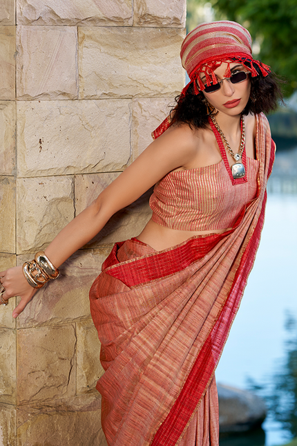 Handloom Katan Saree (Nut Brown)