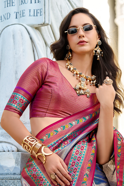 Paithani,Tissue Silk Saree (Grey)