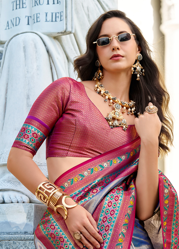 Paithani, Tissue Silk Saree (Grey)