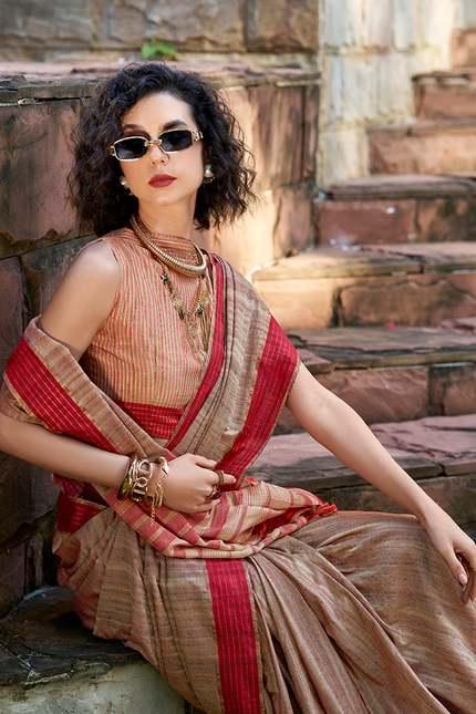 Handloom Katan Saree (Brown)