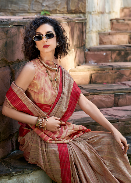 Handloom Katan Saree (Brown)