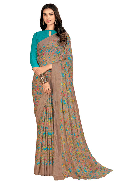 Floral Print, Graphic Print, Printed Bollywood Chiffon, Georgette Saree (Multicolor)