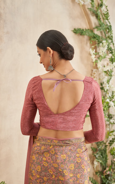 Flower Multi-Coloured Printed, Pure Italian Crape Saree (Pink)