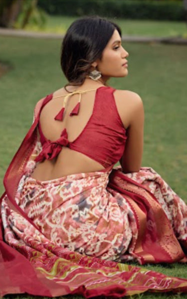 Silk Saree with Matching Jacquard Blouse