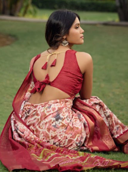 Silk Saree with Matching Jacquard Blouse