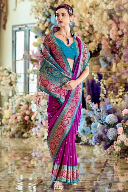 Minakari Paithani,Pure Soft Banarasi Silk Saree (Green)