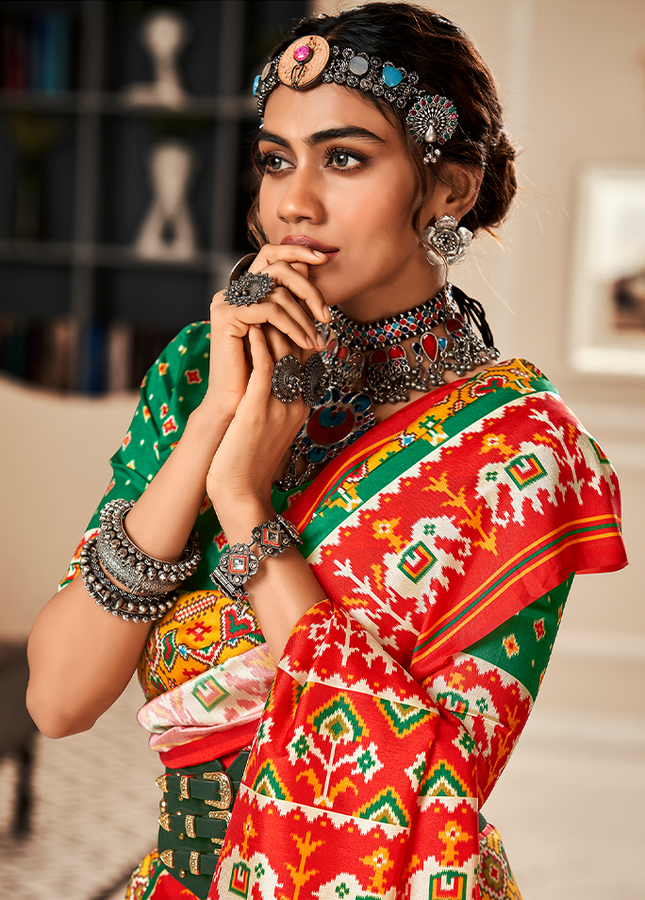 Bandhan Patola,Handloom Silk Saree (Yellow & Green)