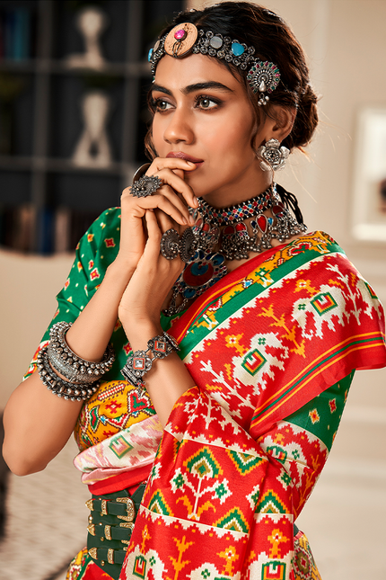 Bandhan Patola,Handloom Silk Saree (Yellow & Green)