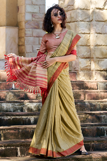 Handloom Katan Saree (Green)