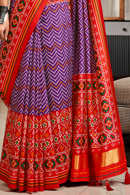 Bandhan Patola,Handloom Silk Saree (Purple)