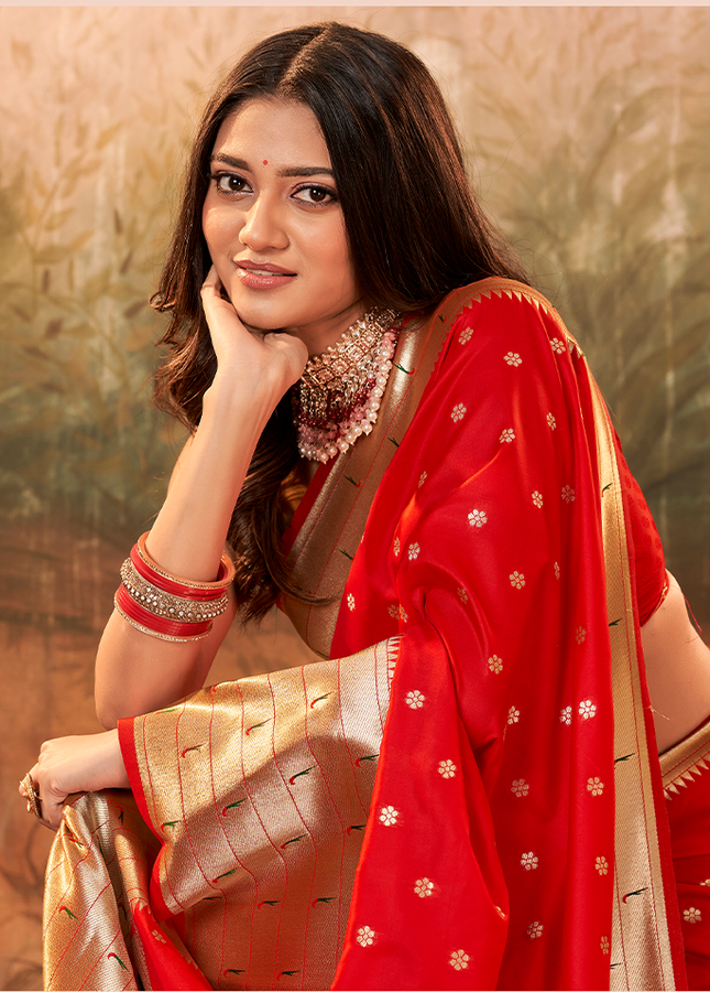 Pure Paithani Silk,Weaving Saree (Violet)