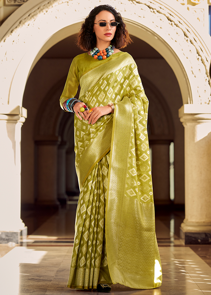 Rich Weaving,Tissue Silk Saree (Green)