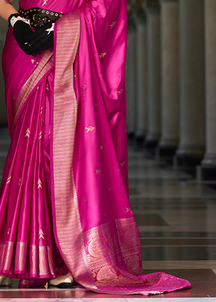 Weaving,Rich Pallu,Satin Mugha Silk Saree(Majenta)