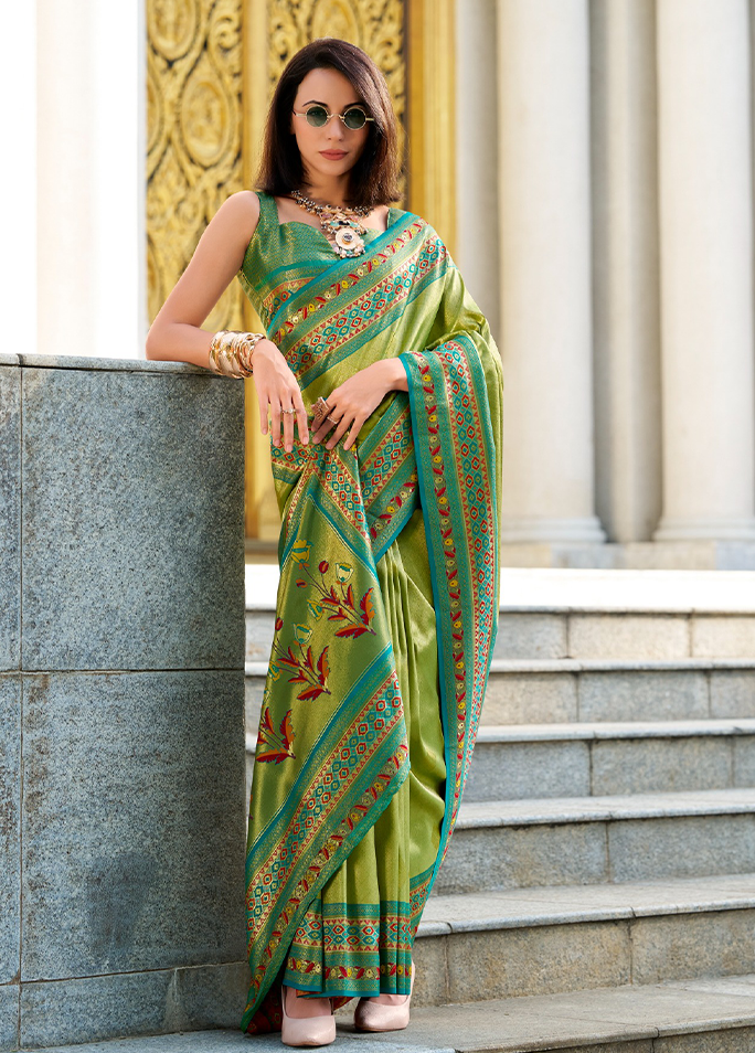 Paithani, Tissue Silk Saree (Green)