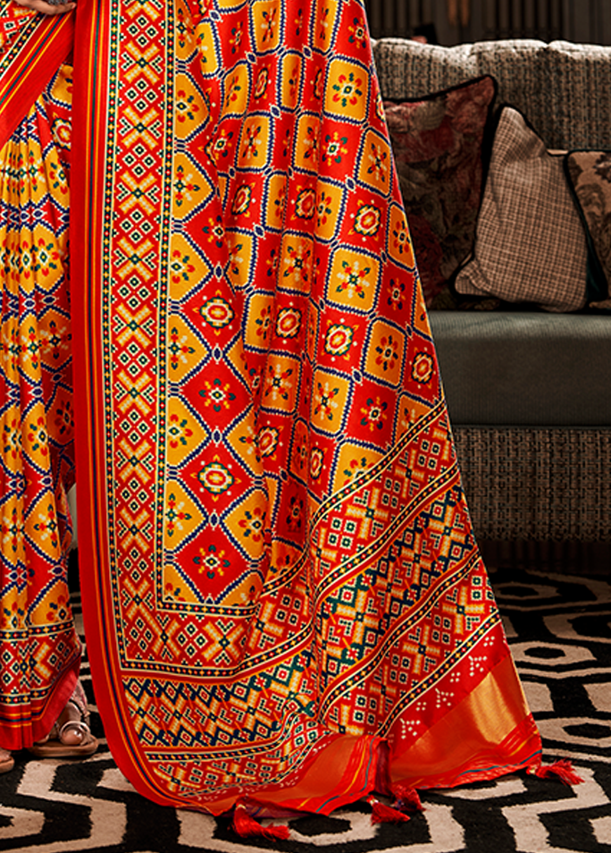 Bandhan Patola, Handloom Silk Saree (Yellow & Orange)