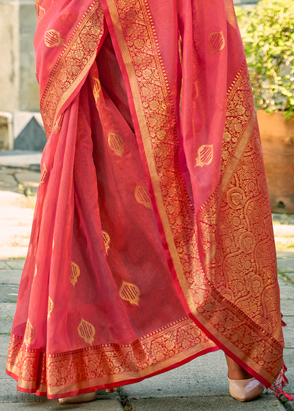 Weaving,Rich Pallu,Tissue Silk Saree (Pink)
