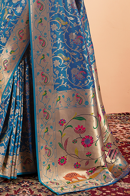 Paithani Silk Saree (Blue)