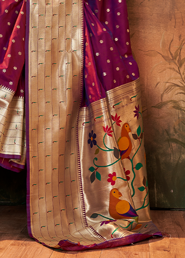 Pure Paithani Silk,Weaving Saree (Red)