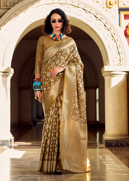 Rich Weaving,Tissue Silk Saree (Chiku)