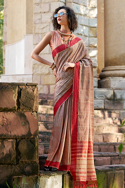 Handloom Katan Saree (Brown)