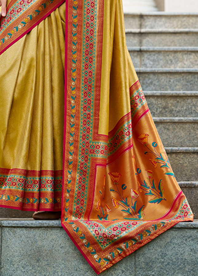 Paithani,Tissue Silk Saree (Mustard)