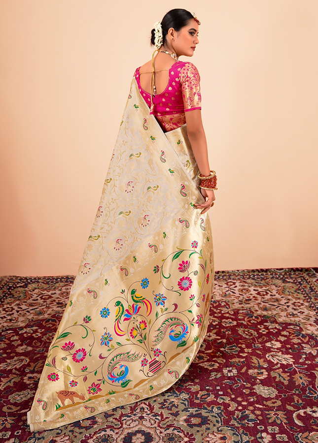 Paithani Silk Saree (Cream)