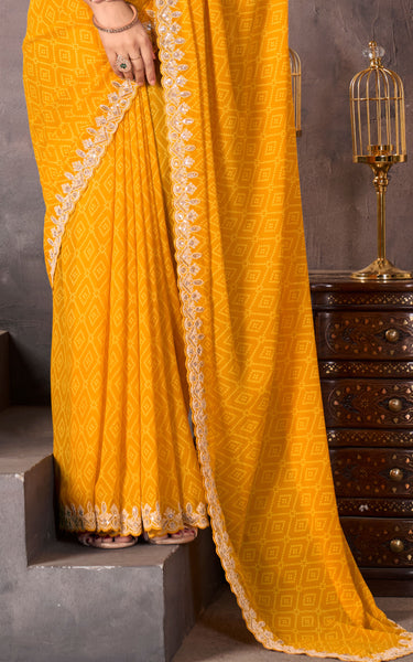 Weightless Saree with Embroidered Border & Contrast Blouse