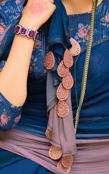 3D Velvet Chiffon Saree with Sequin Blouse