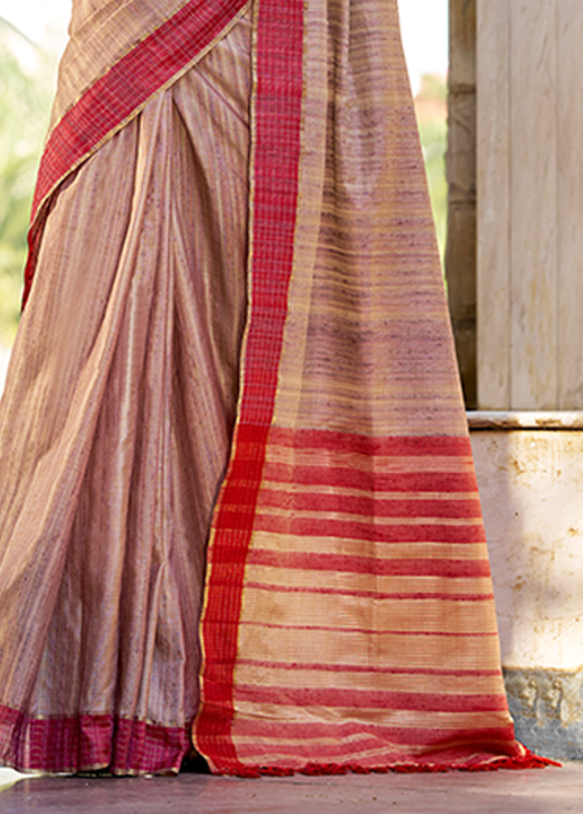 Handloom Katan Saree (Chiku)