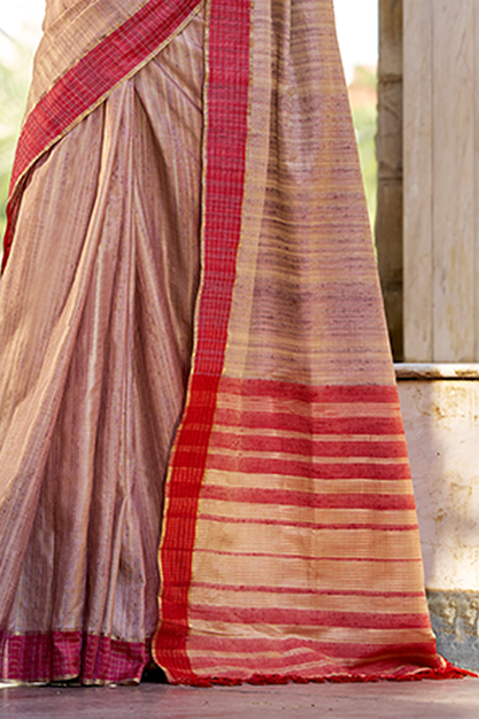 Handloom Katan Saree (Chiku)