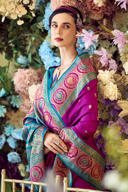 Minakari Paithani,Pure Soft Banarasi Silk Saree (Green)