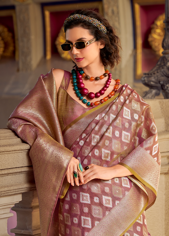 Rich Weaving,Tissue Silk Saree (Purple)