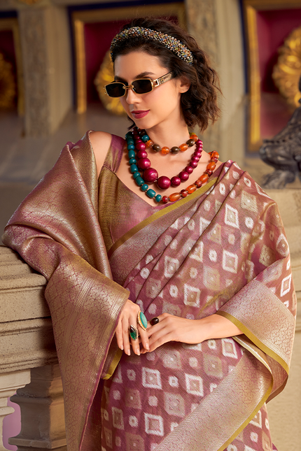 Rich Weaving,Tissue Silk Saree (Purple)