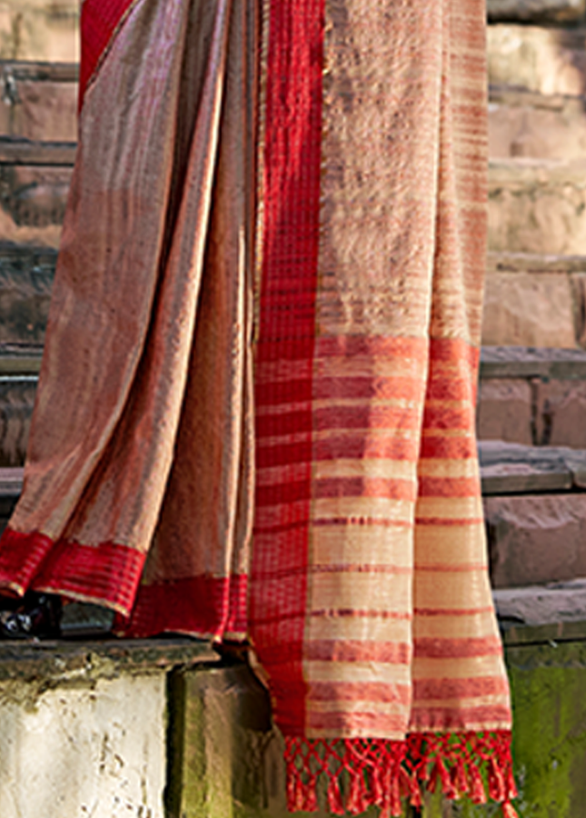 Handloom Katan Saree (Brown)