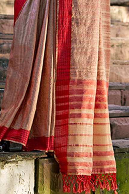 Handloom Katan Saree (Brown)