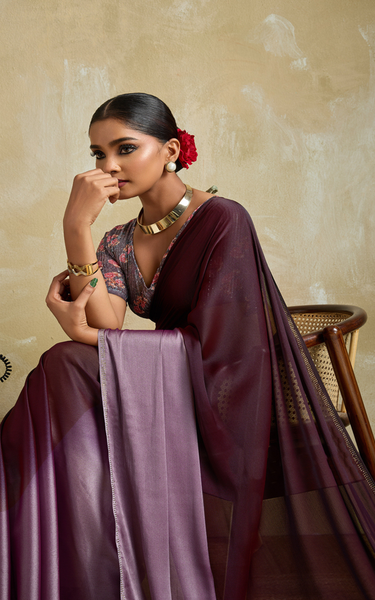 3D Velvet Chiffon Saree with Sequin Blouse