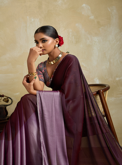 3D Velvet Chiffon Saree with Sequin Blouse