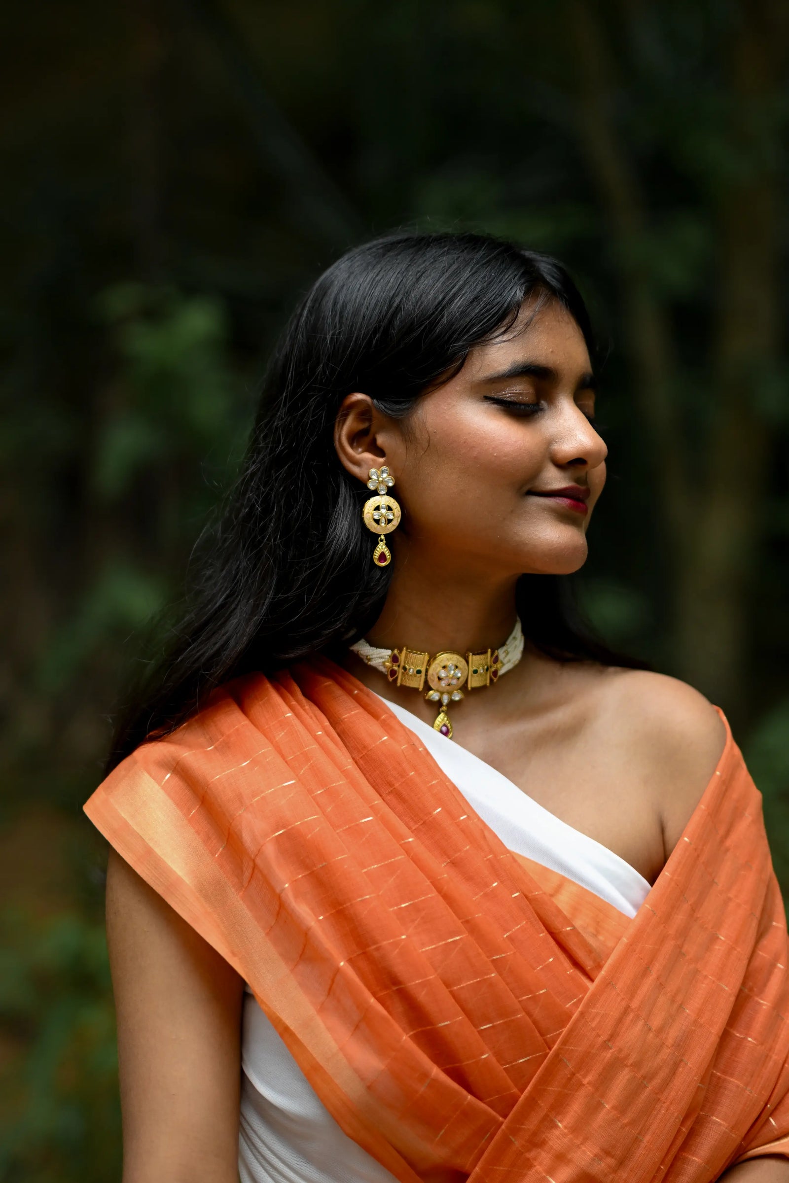 Peach Cotton Silk Saree with Handwork Bird Pallu