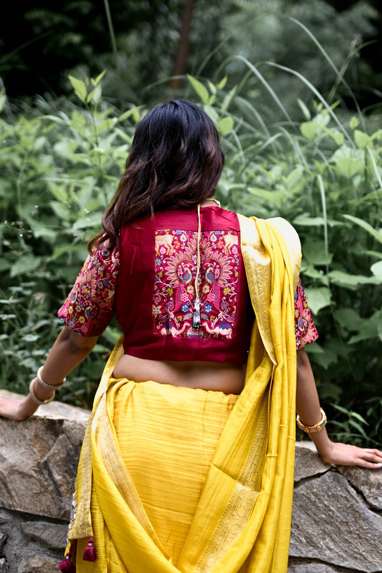 Yellow Pure Tissue Saree with Handwork Elephant Pallu