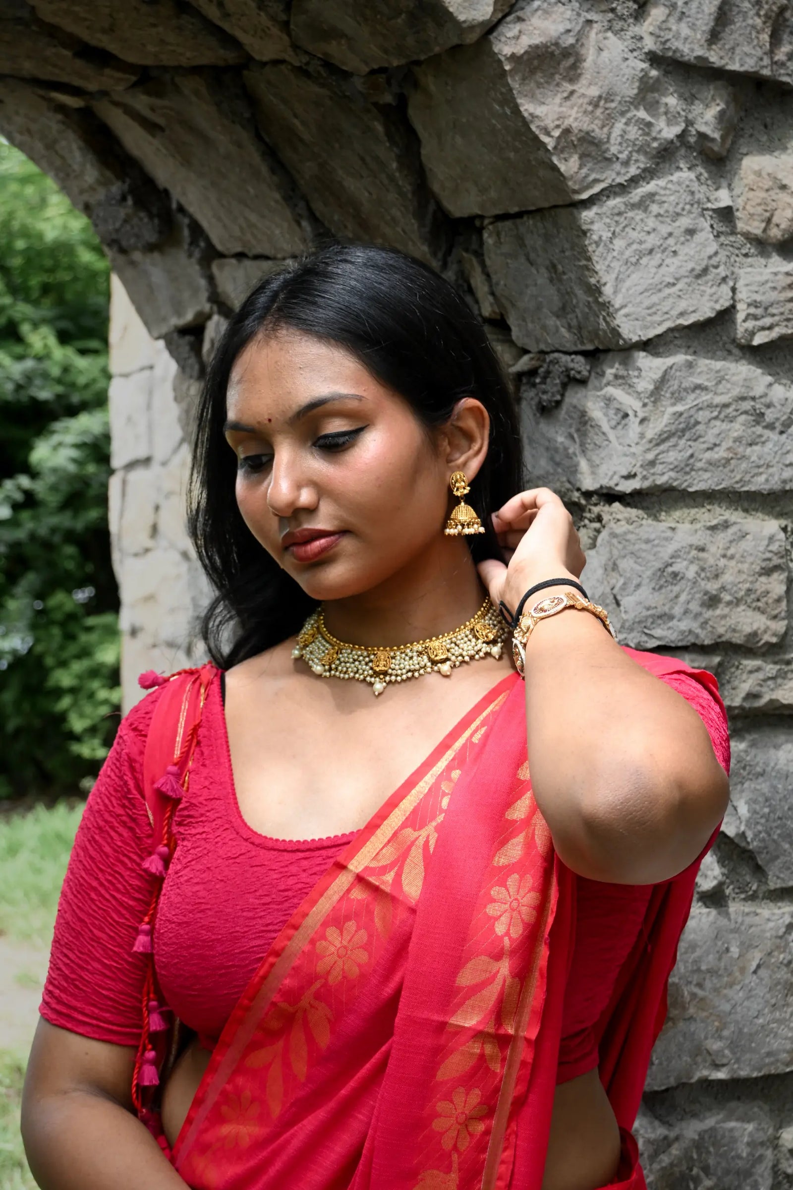 Red Handloom Cotton Saree with Fancy Zari Border