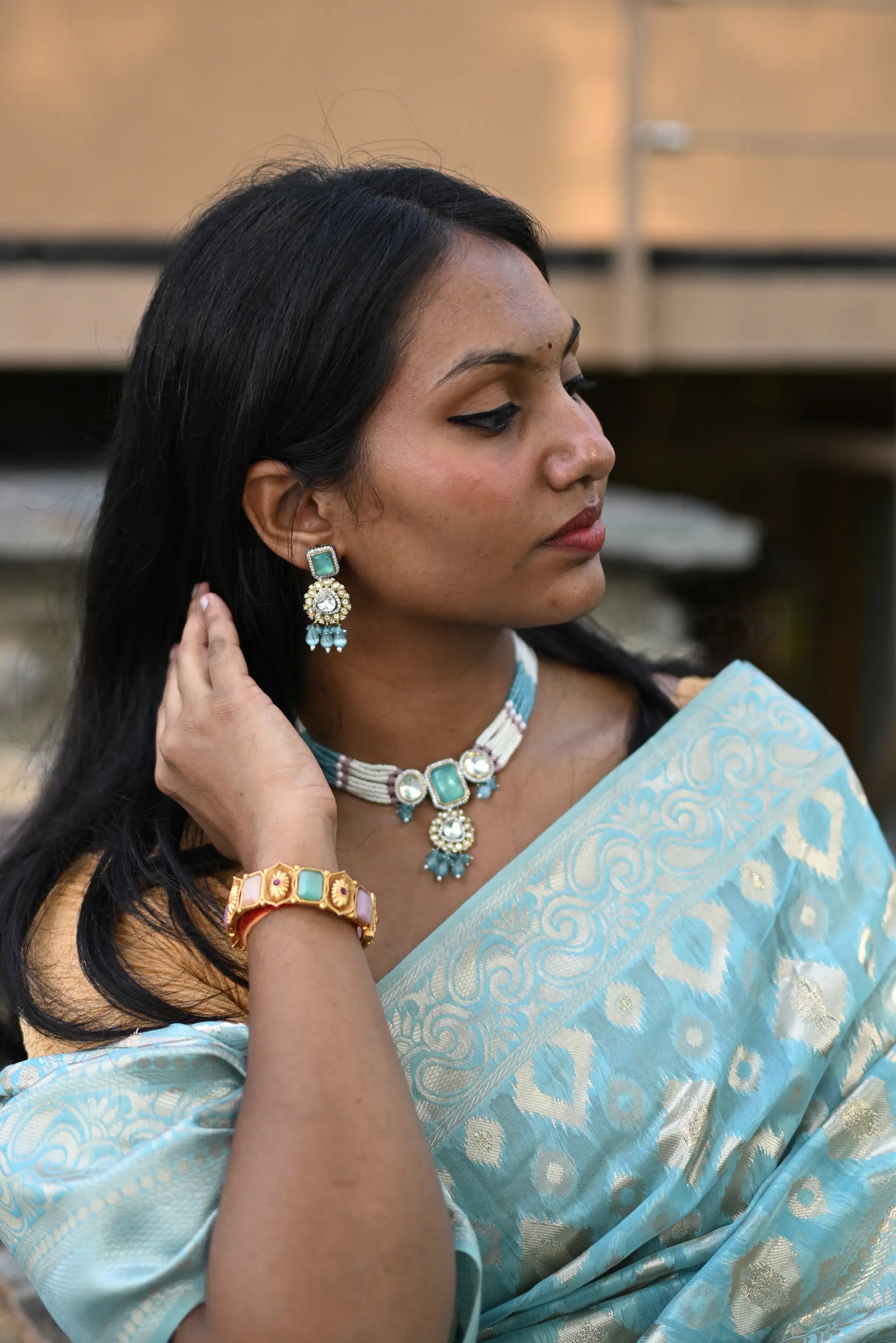 Sky Blue Cotton Silk Saree with Resham Zari Weaving
