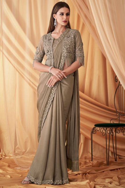 Sparkling Satin Georgette Saree