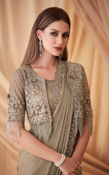 Sparkling Satin Georgette Saree